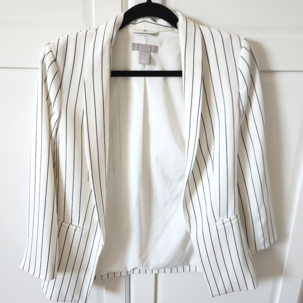 H&M White stripes blazer, Size 2